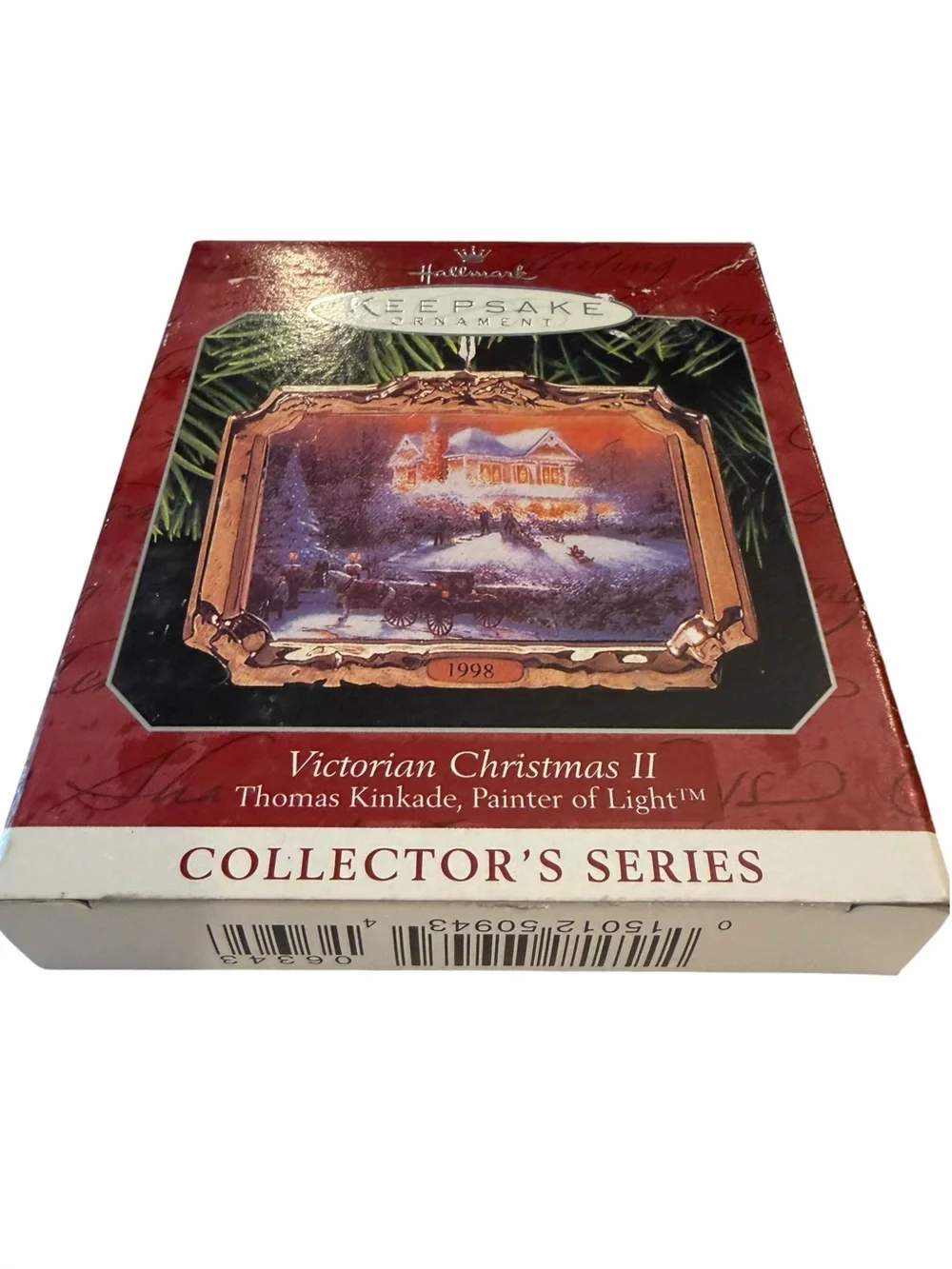 Hallmark 1998 Ceramic Ornament Victorian Christmas II Thomas Kinkade Winter Snow